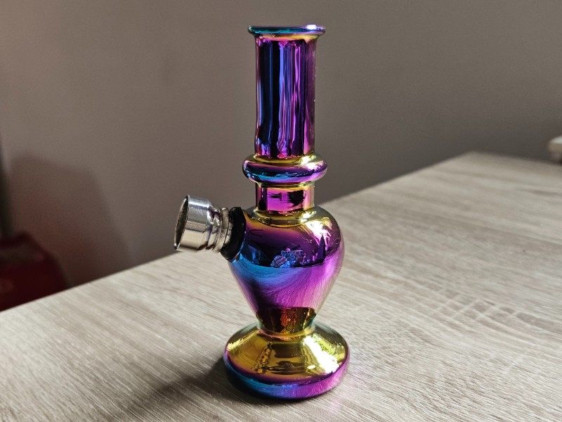 Szivárvány színű mini üveg bong – 12 cm - 3